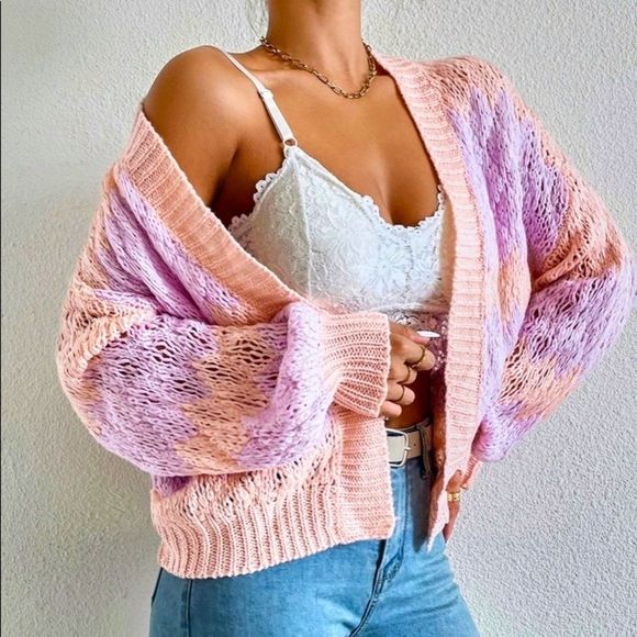 NWT! TWO TONE DROP SHOULDER OPEN FRONT CARDIGAN! - Picture 13 of 15